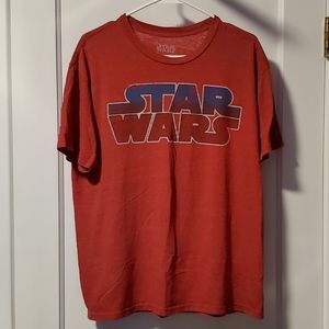 STAR WARS red blue logo t-shirt LARGE soft material